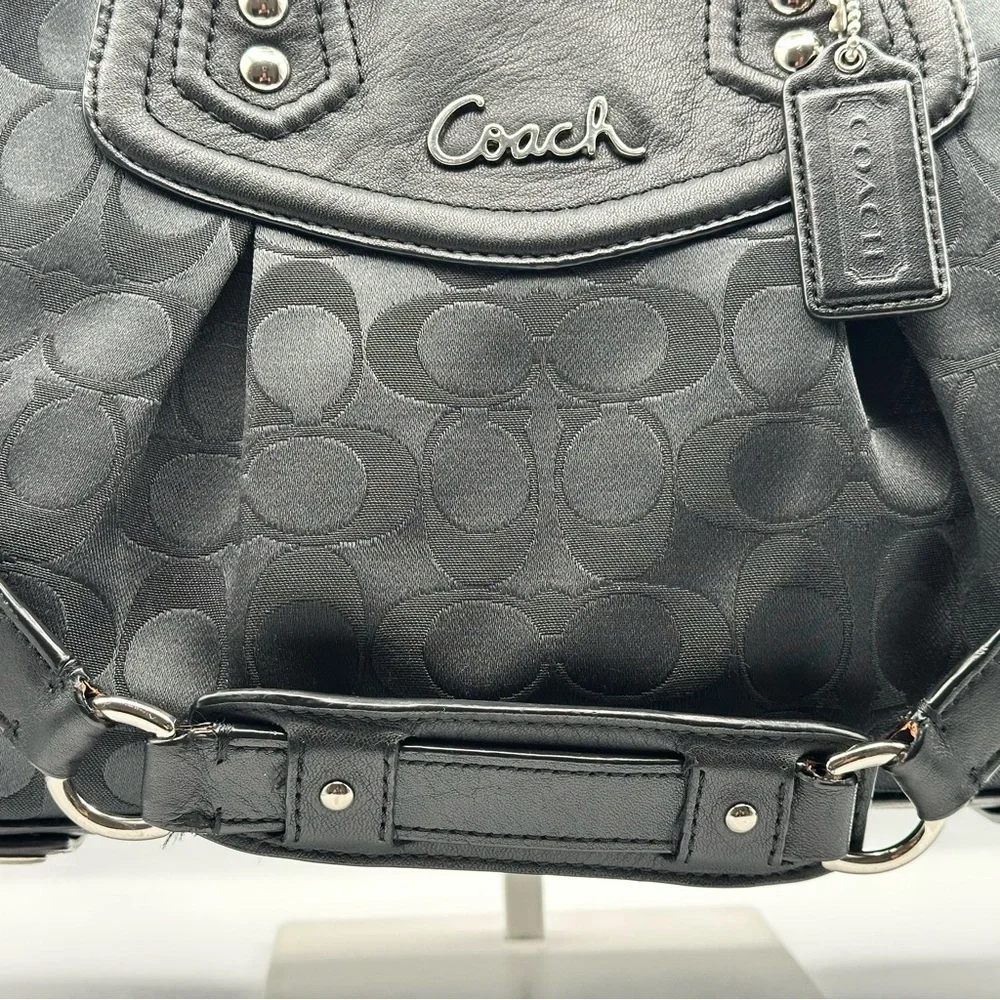 Coach Black Signature Canvas Satchel with Shoulder Strap